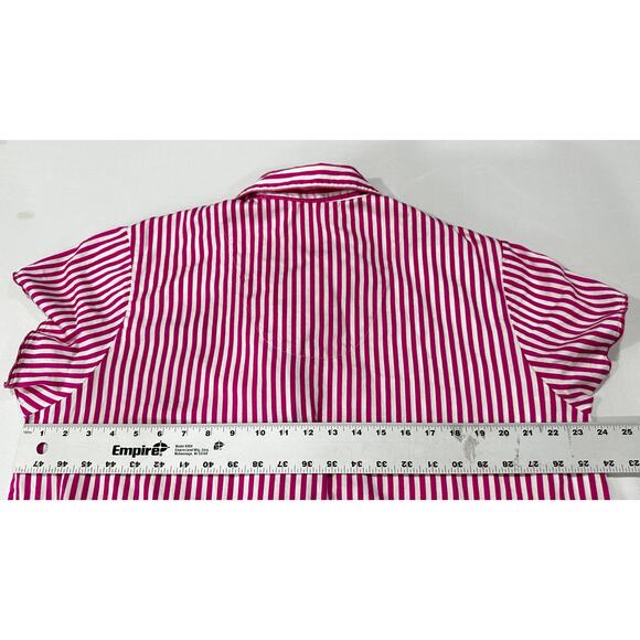 Delicates Top Women Plus 1X Pink White Striped Short Sleeve 100% Cotton Casual - Picture 5 of 7